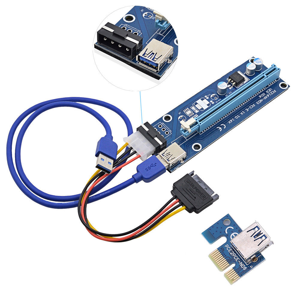 USB 3.0 PCI-E Express 1x to16x Extender Riser Board Card Adapter Cable CT